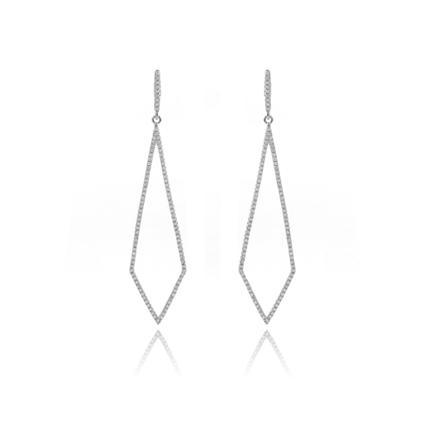Sterling Silver Micropave CZ Kite-Shaped Earrings