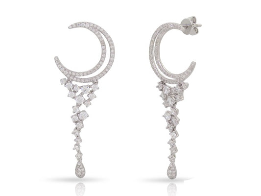 14K Gold And Diamond Hanging Earrings - HK Jewels