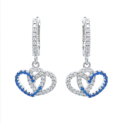 Sterling Silver Double Heart Earrings - HK Jewels