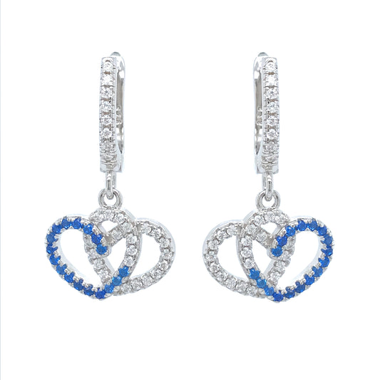 Sterling Silver Double Heart Earrings - HK Jewels