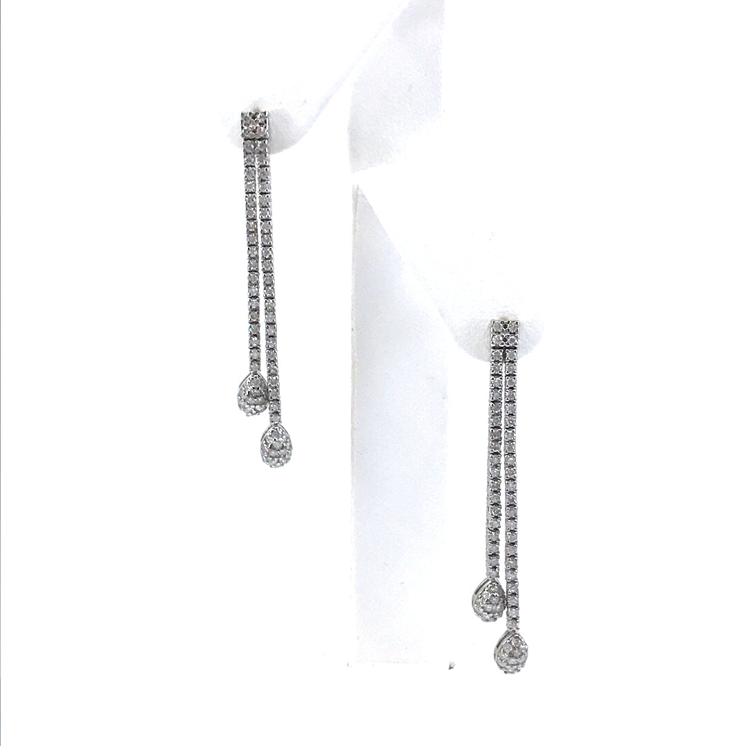 18K White Gold Long Earrings - HK Jewels