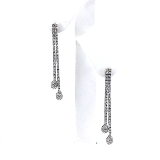 18K White Gold Long Earrings - HK Jewels