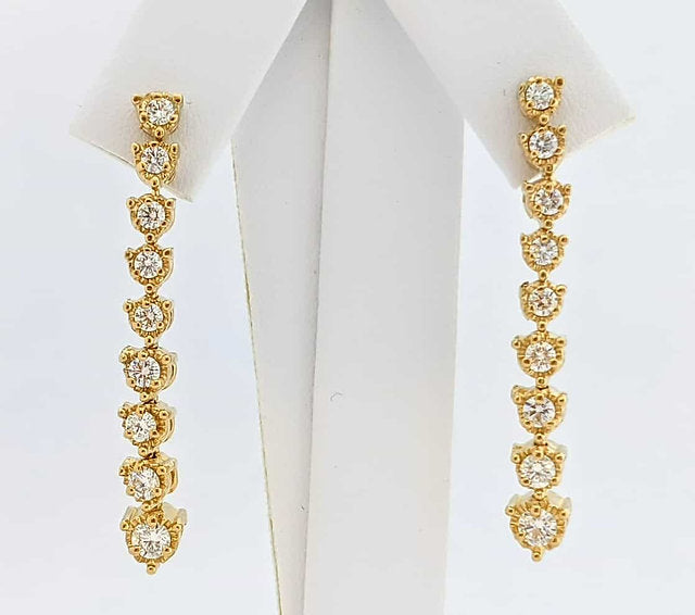 14k Diamond Line Drop Earrings - HK Jewels