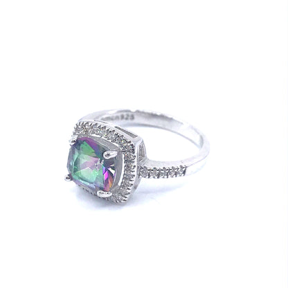 Sterling Silver Square Stone Ring - HK Jewels