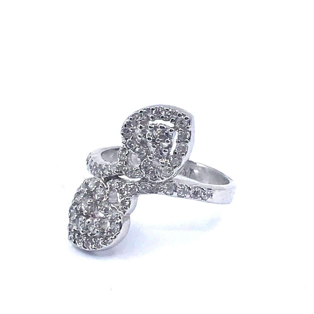 Sterling Silver Double Heart Ring - HK Jewels