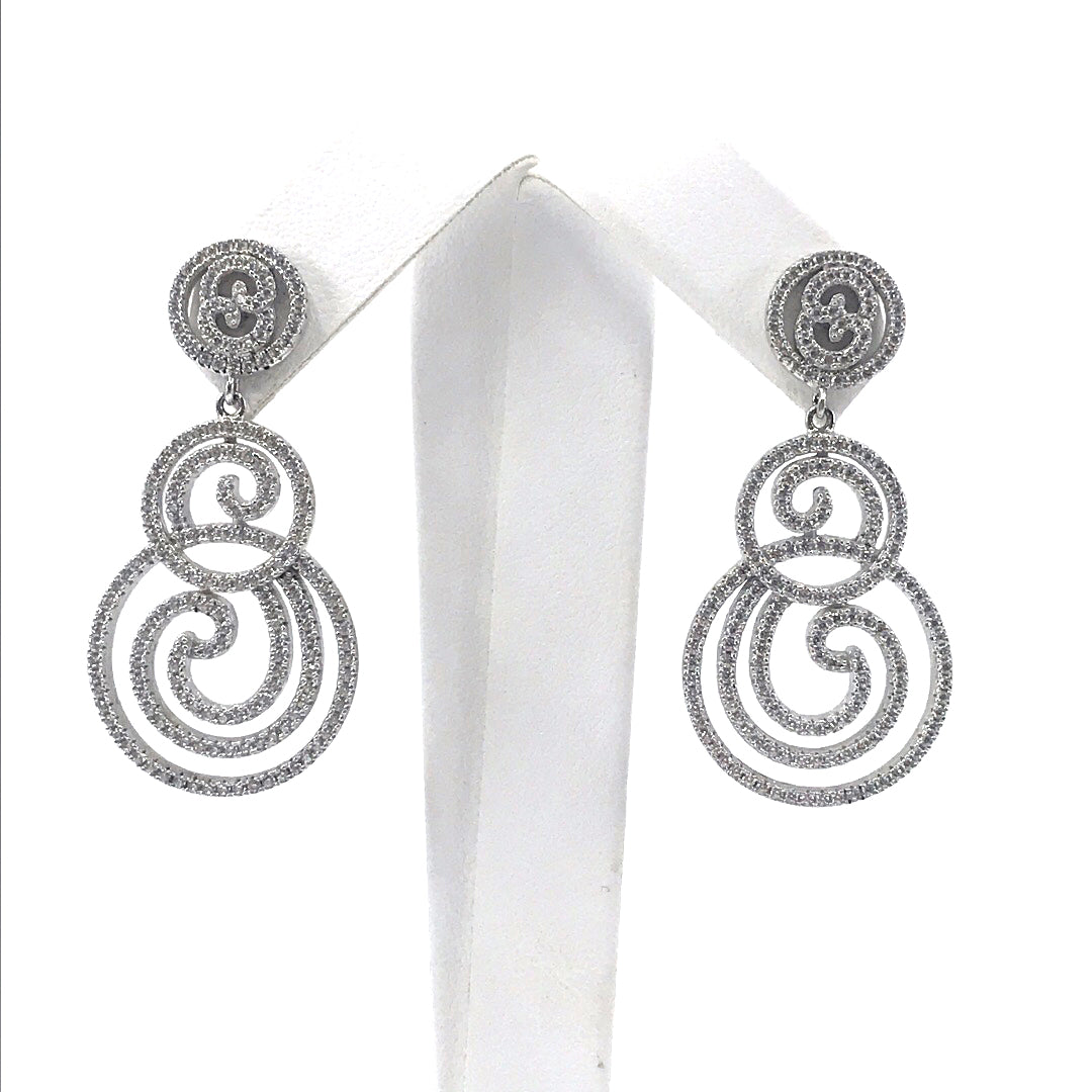 Sterling Silver Double Swirl Earrings - HK Jewels