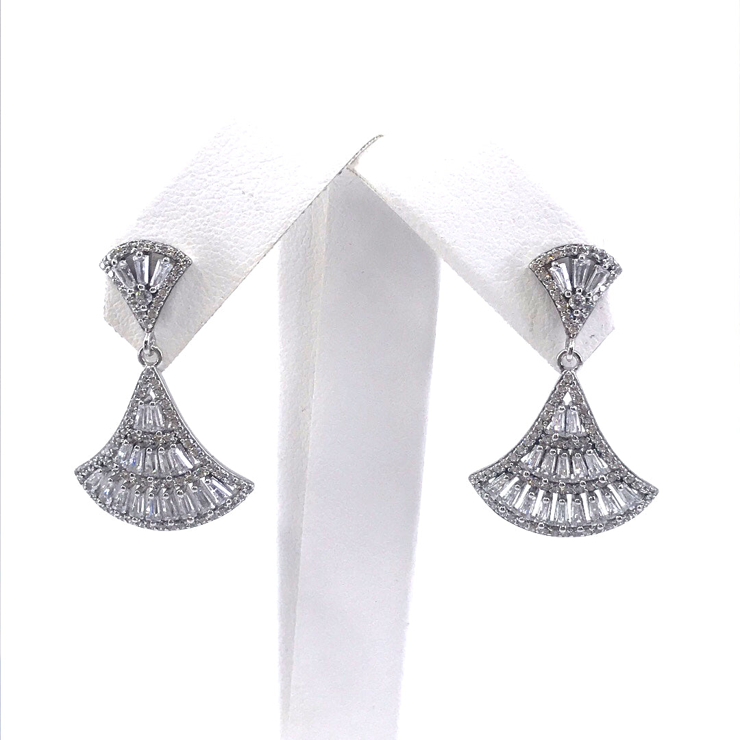 Sterling Silver Micro Pave Baguette Earrings - HK Jewels