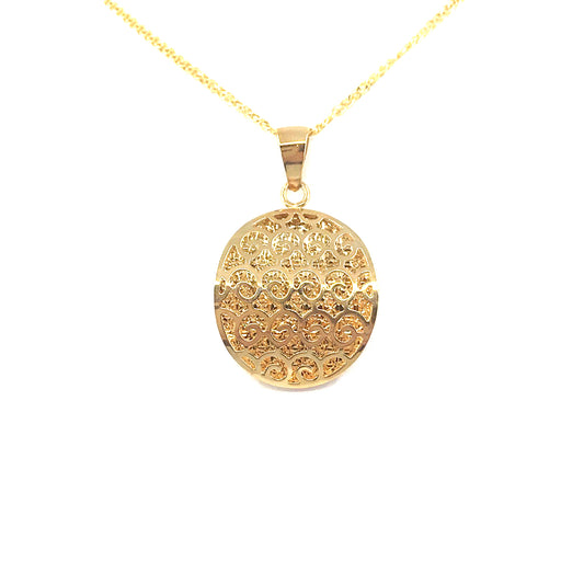 14K Gold Oval Pendant - HK Jewels