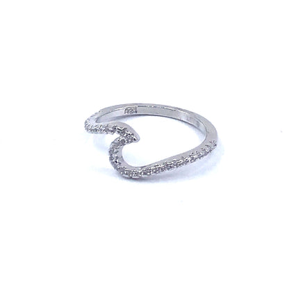 Sterling Silver CZ Wave Design Ring - HK Jewels