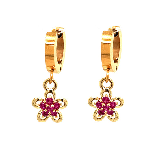 Surgical Steel Fuchsia Flower Earrings - HK Jewels