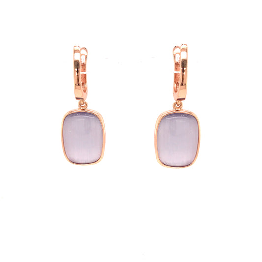 Rose Gold Plated Sterling Silver Purple Stone Earrings - HK Jewels