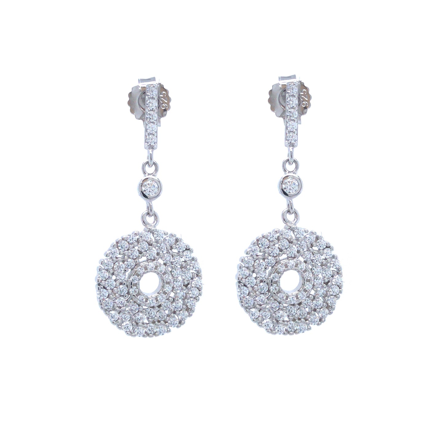 Sterling Silver Donut Shape CZ Earrings - HK Jewels