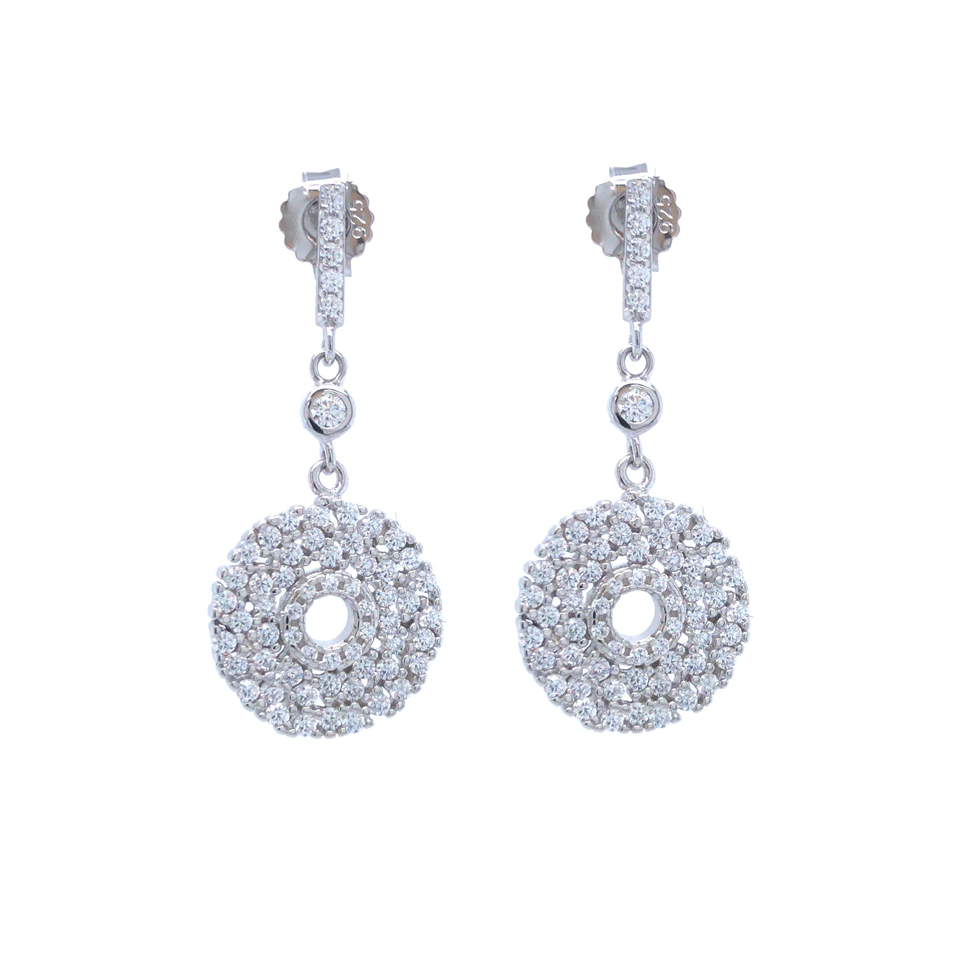 Sterling Silver Donut Shape CZ Earrings - HK Jewels