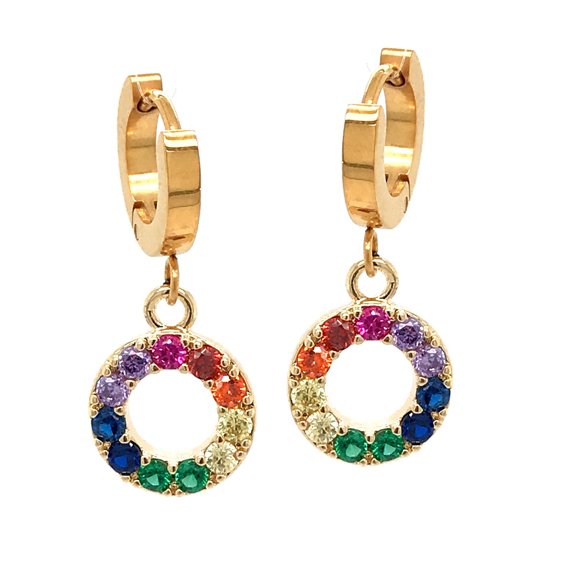 Surgical Steel Rainbow Circle Earrings - HK Jewels