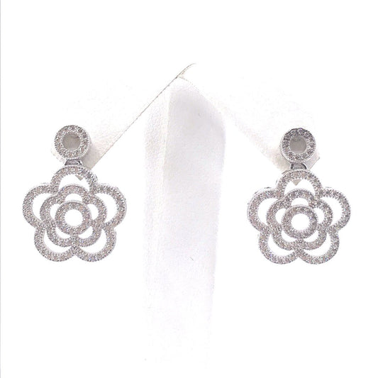 Sterling Silver Flower Earrings - HK Jewels