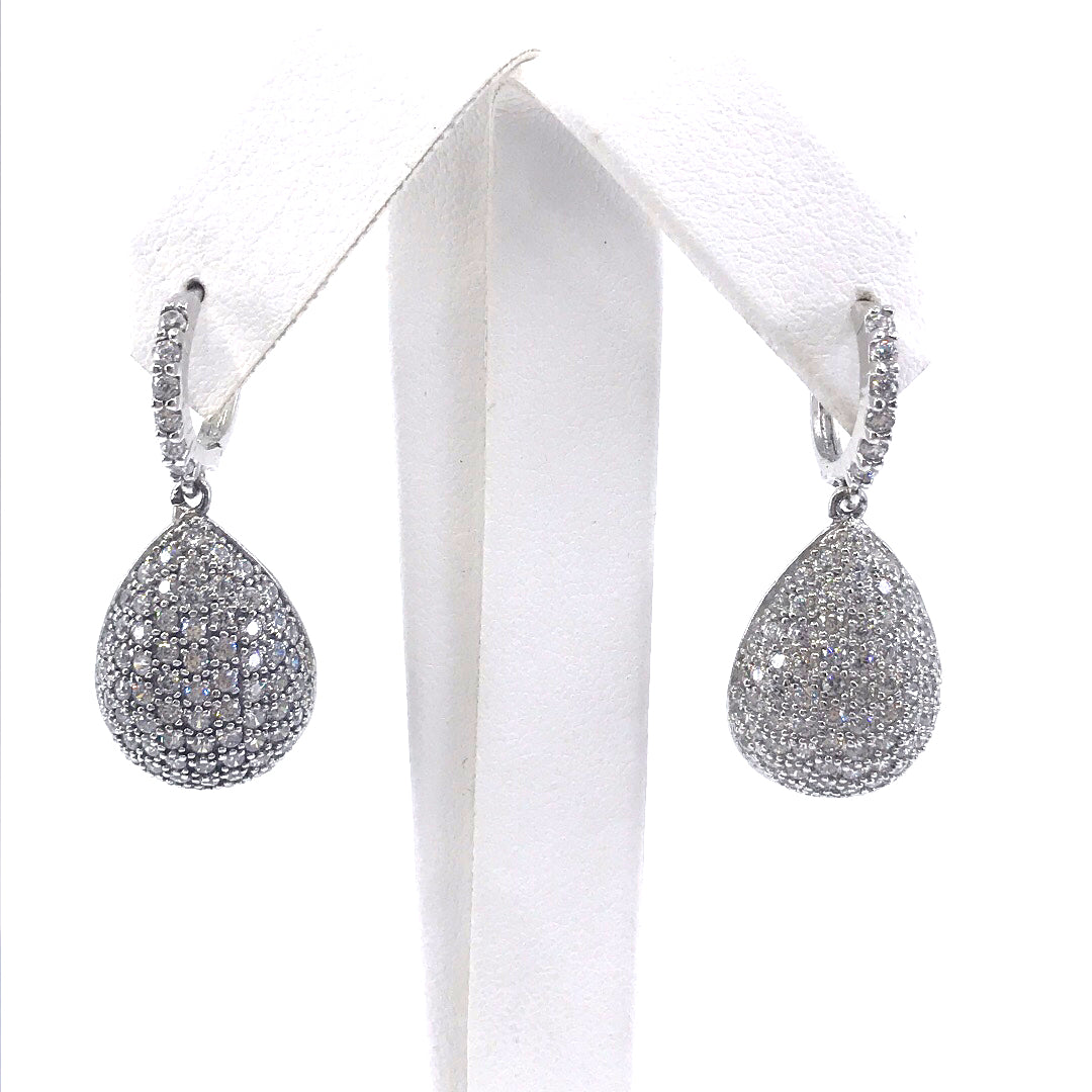Sterling Silver 3D Teardrop Earrings - HK Jewels