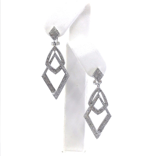 14K White Gold Diamond Earring - HK Jewels