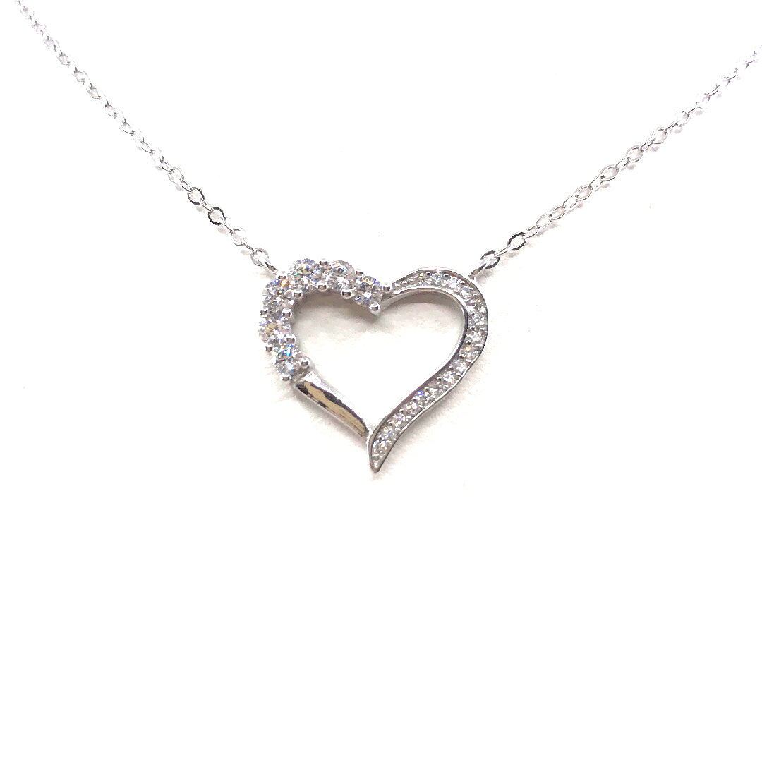 Sterling Silver Heart Necklace - HK Jewels