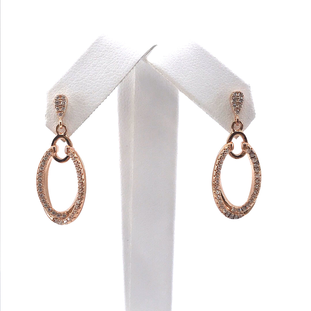 Rose Gold Plated Sterling Silver Oval Earrings - HK Jewels