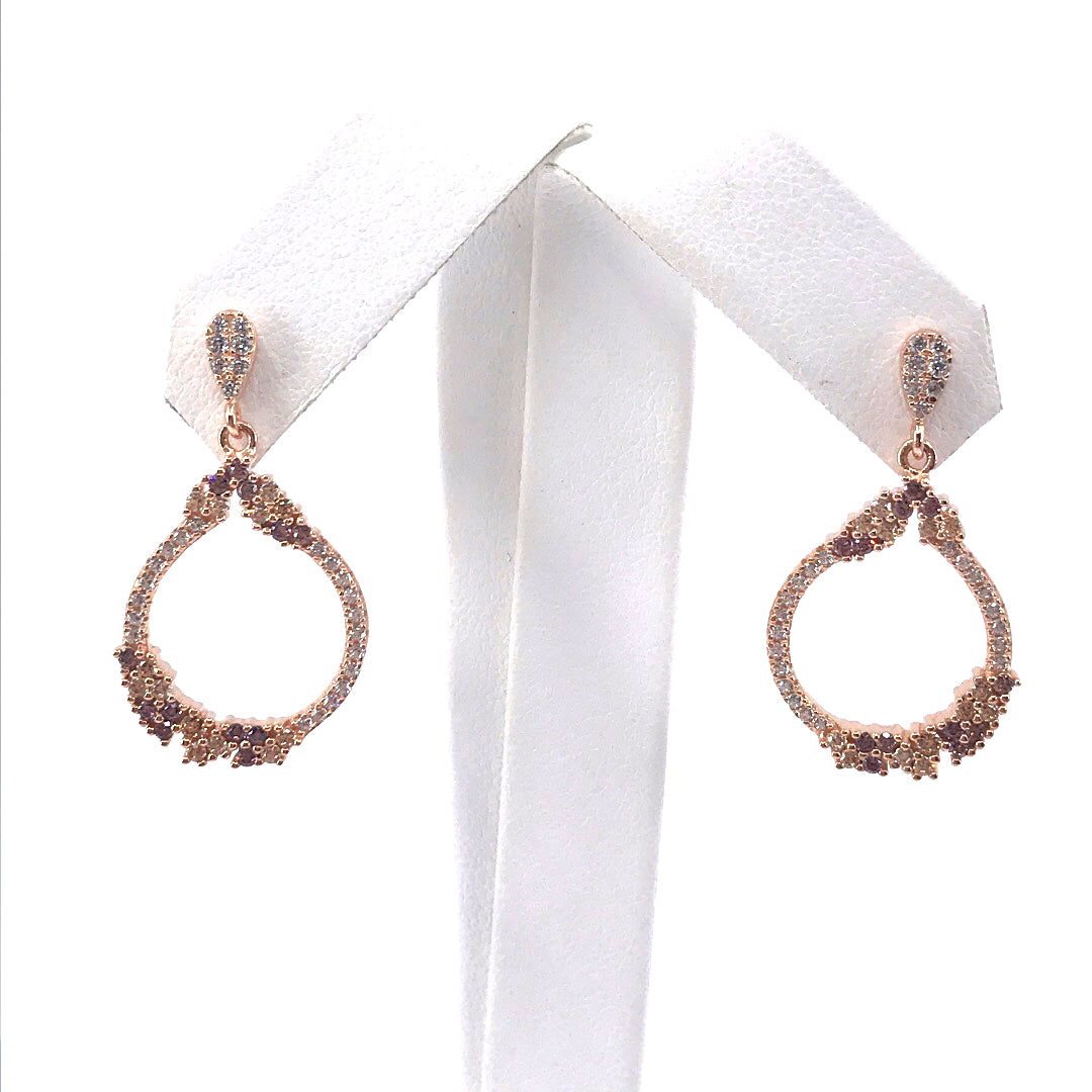 Sterling Silver Rose Gold Plated Earrings - HK Jewels