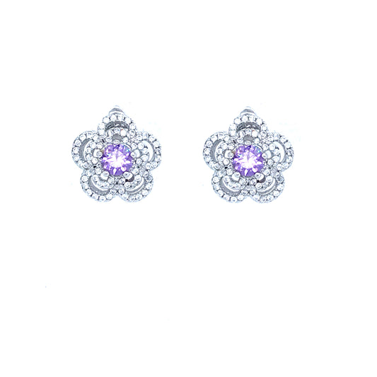 Sterling Silver Flower Stud Earrings - HK Jewels