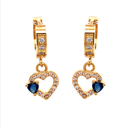 Surgical Steel Blue Heart Earrings - HK Jewels