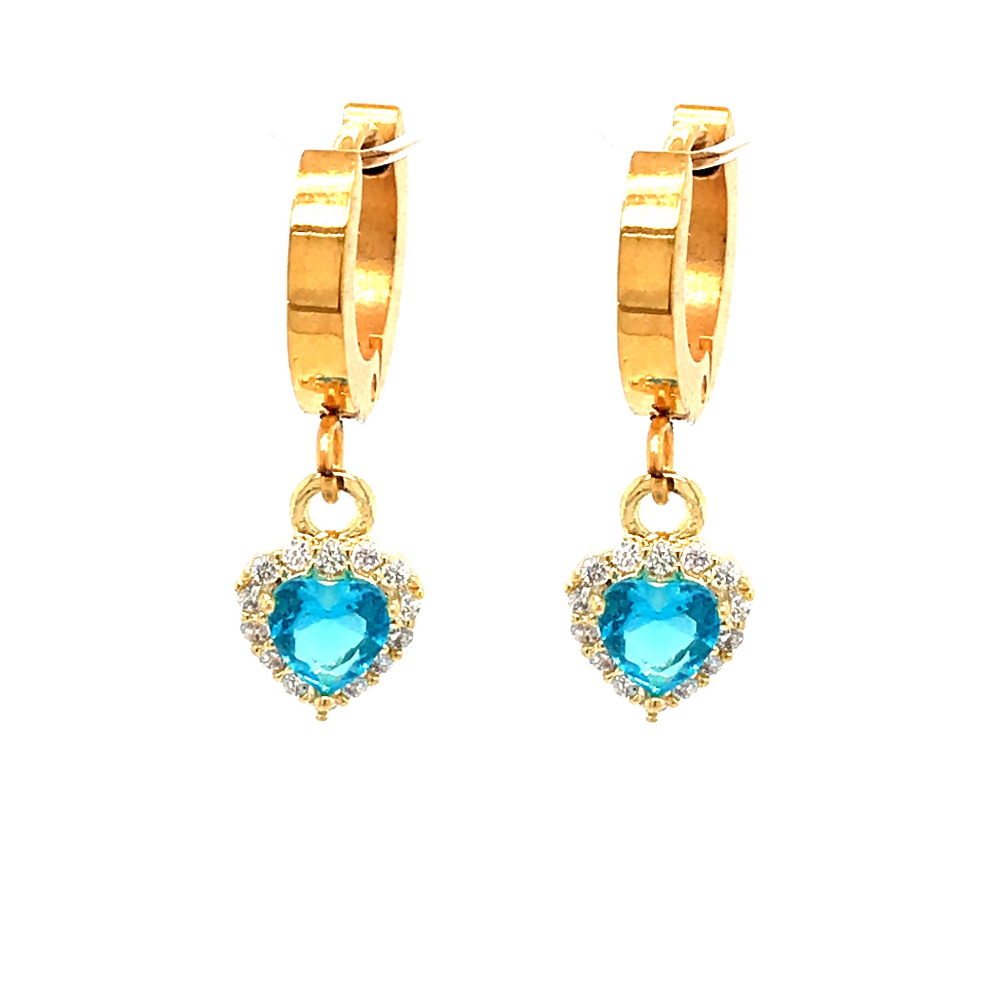 Surgical Steel Aqua Tiny Heart Earrings - HK Jewels