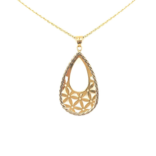 14K Gold Teardrop Pendant - HK Jewels