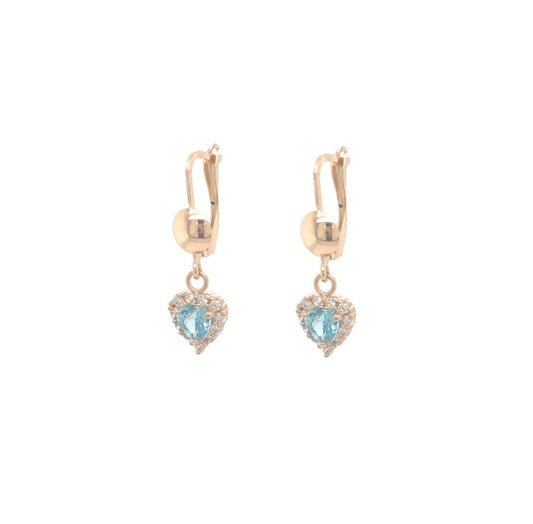 14k Blue Heart Leverback Earring - HK Jewels