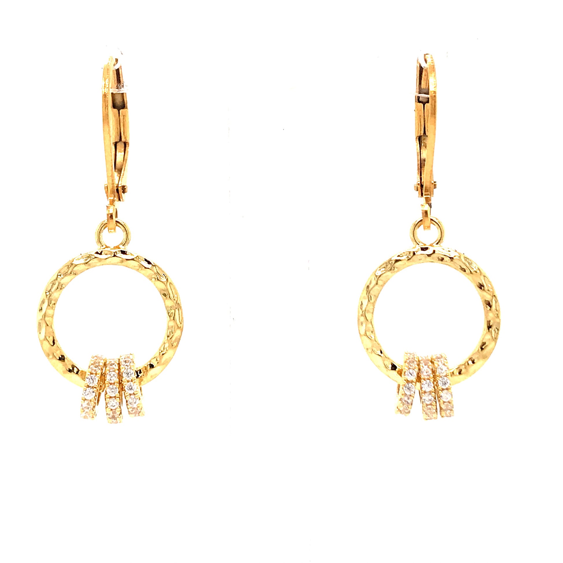 Triple Hammered Circle Earrings - HK Jewels