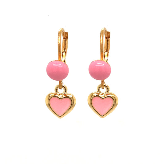 Surgical Steel Pink Heart Earrings - HK Jewels