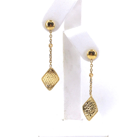 14K Gold Diamond-Shape Earrings - HK Jewels