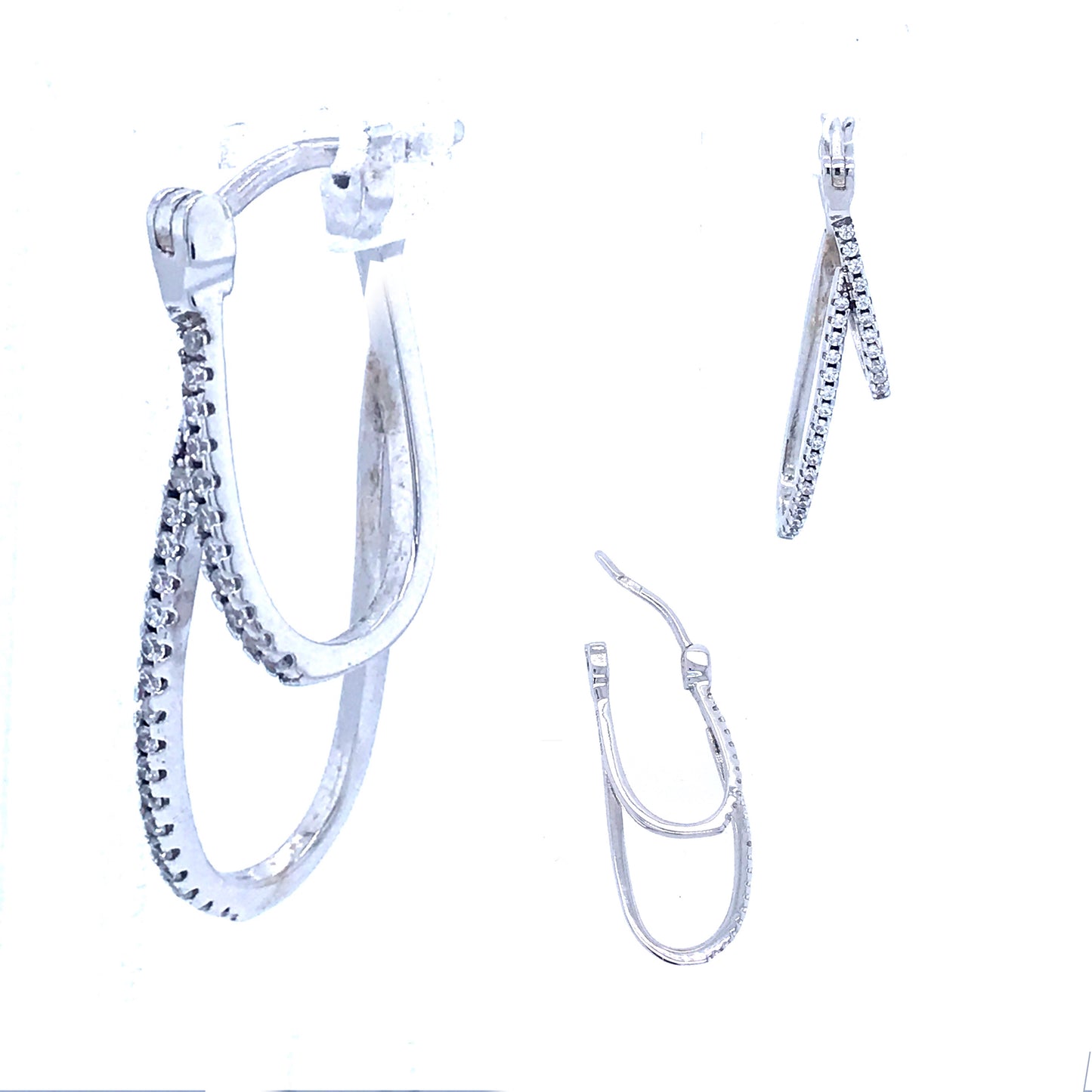 Sterling Silver Double Hoop Earrings - HK Jewels