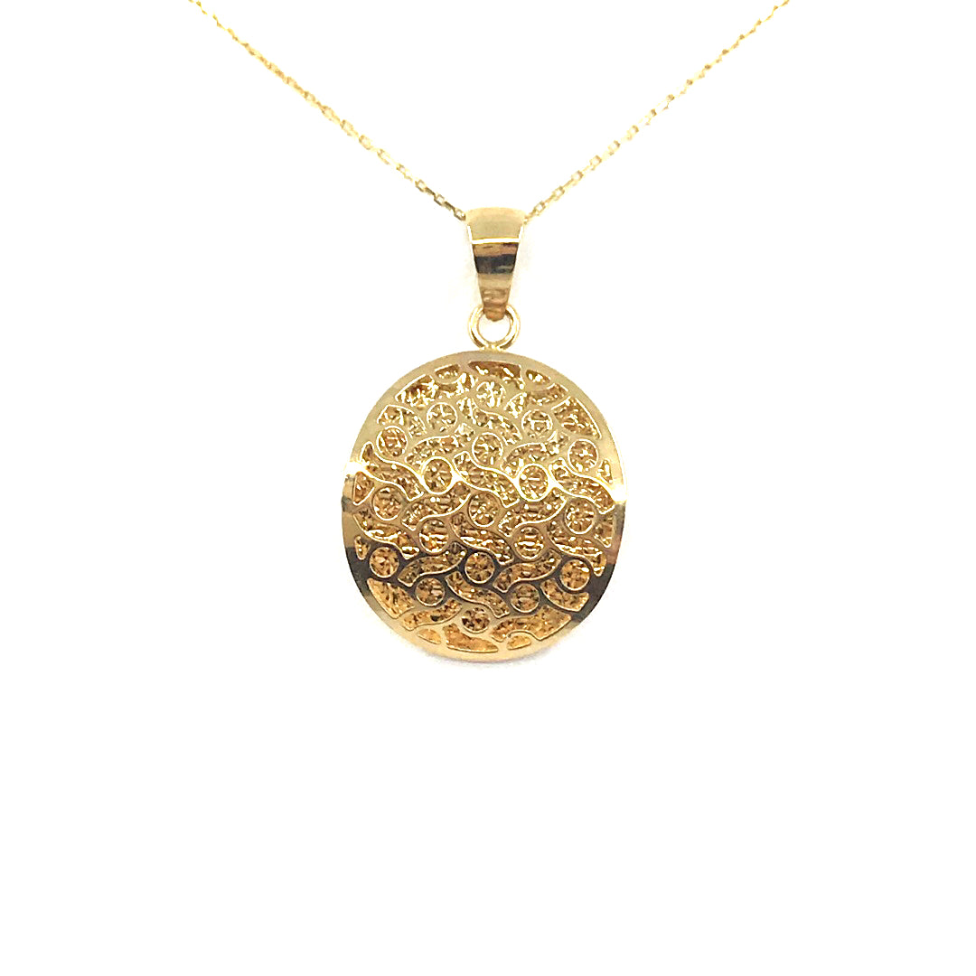 14K Gold Oval Pendant - HK Jewels