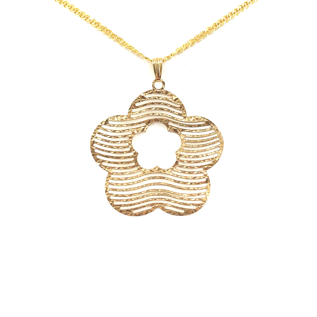 14K Gold Flower Pendant - HK Jewels