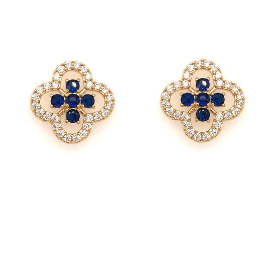 Surgical Steel Blue Clover Stud Earrings - HK Jewels