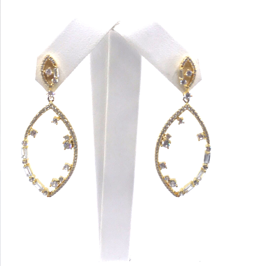 Sterling Silver Marquis-Shaped Earrings - HK Jewels
