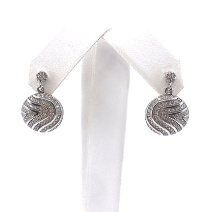 Sterling Silver Micro Pave CZ Swirl Circle Earrings - HK Jewels