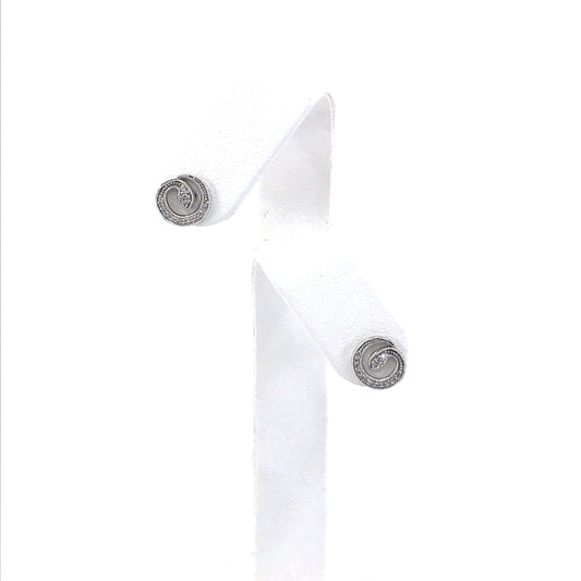 14K White Gold Swirl Stud Earrings - HK Jewels