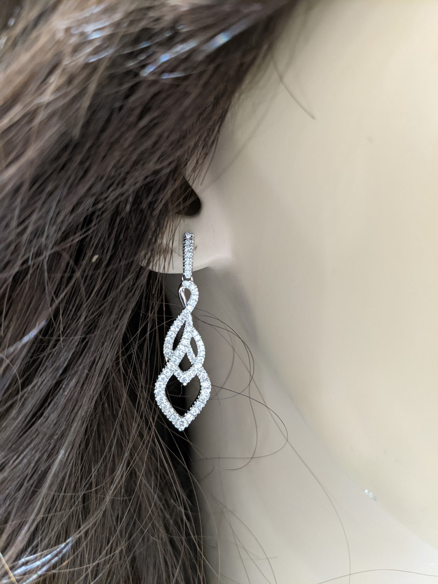 14K Gold and Diamond Braided Earring - HK Jewels