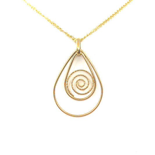 14K Gold Teardrop Pendant - HK Jewels