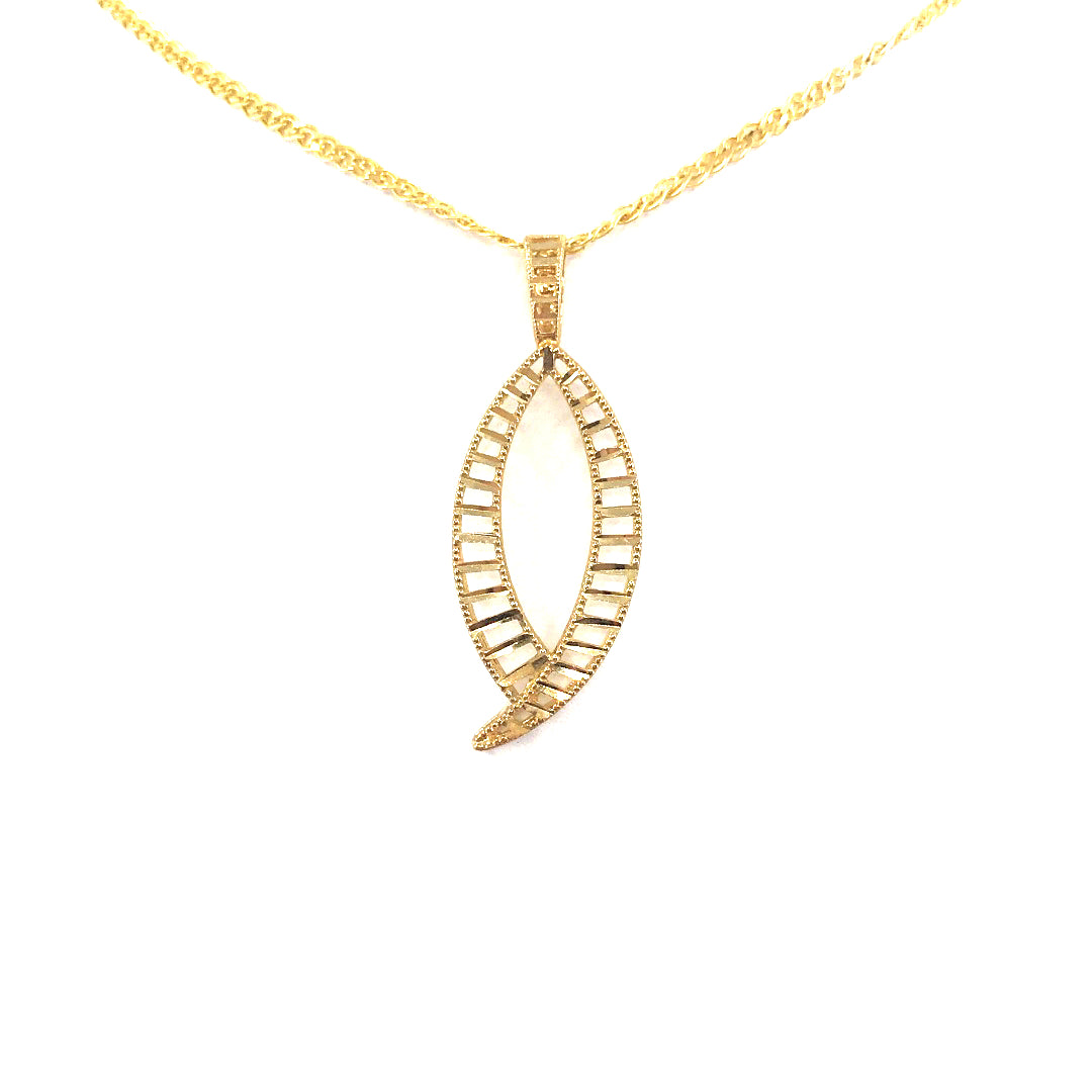 14K Gold Marquis-Shaped Pendant - HK Jewels