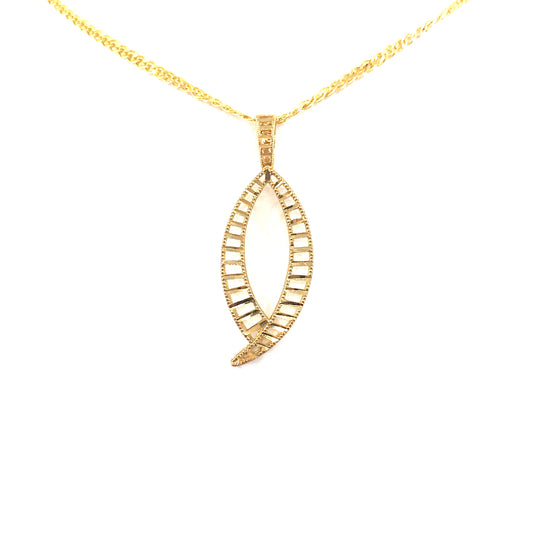 14K Gold Marquis-Shaped Pendant - HK Jewels