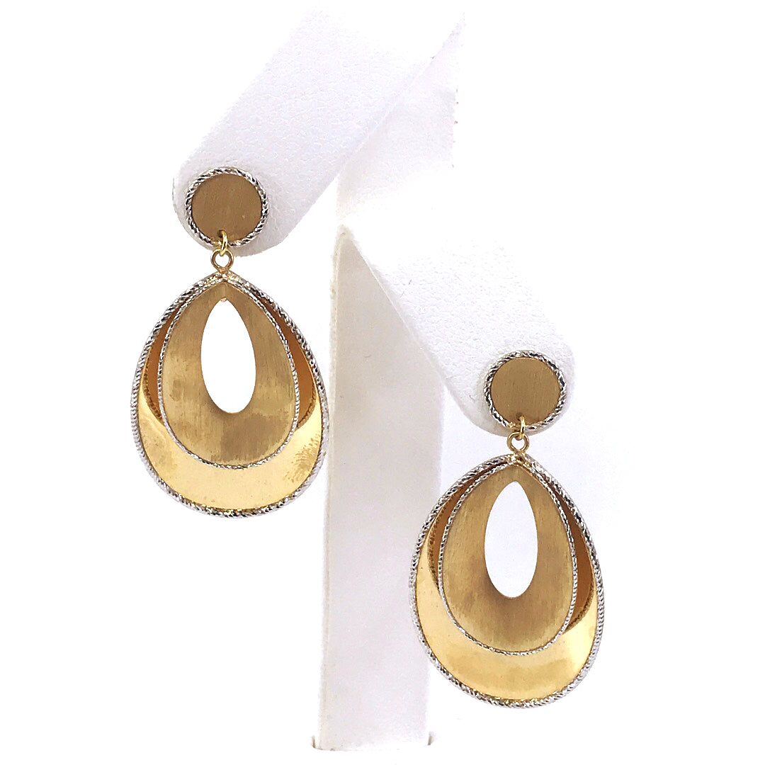 14K Gold Oval Diamond Cut Earrings - HK Jewels