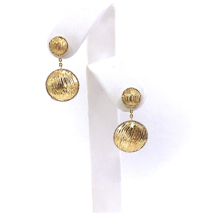 14K Gold Diamond Cut Circle Earrings - HK Jewels
