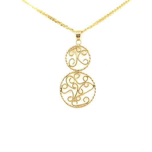 14K Gold Circle Pendant - HK Jewels