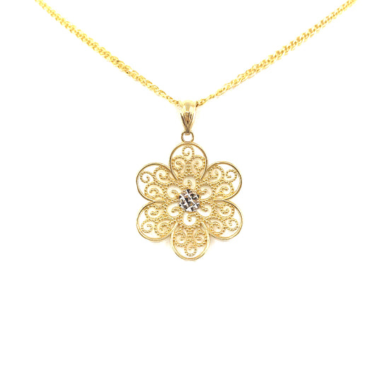 14K Gold Flower Pendant - HK Jewels