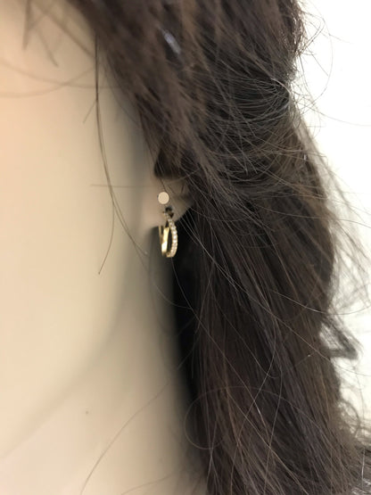 14k Double Hoop Earring With CZ Stones - HK Jewels