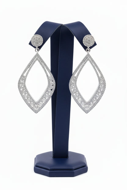 Sterling Silver Diamond-Shape Earrings - HK Jewels