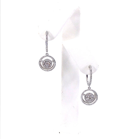 14K White Gold Circle Earrings - HK Jewels